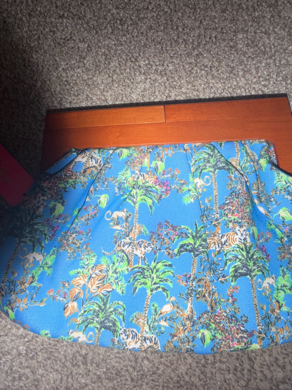 Lilly Pulitzer Tropical Print Wooden Handle Clutch Bag NWT